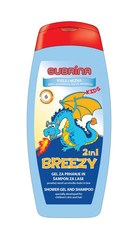 Dětský sprchový gel a šampon 2v1 Breezy 250ml Subrina