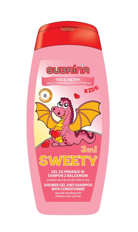 Dětský sprchový gel a šampon s kondicionérem 3v1 Sweety 250ml Subrina