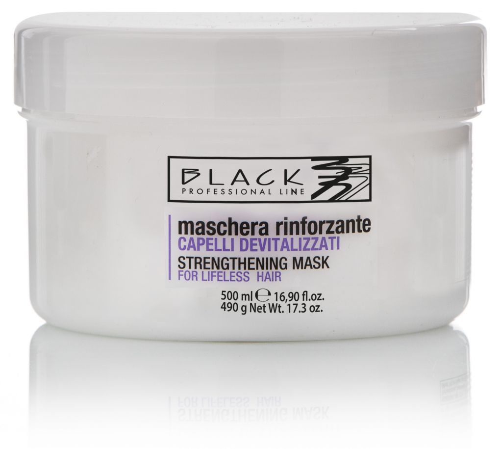 Black Maschera/Mask Devitalizzati 500ml, Strenghthening Mask - Maska pro chemicky narušené vlasy.