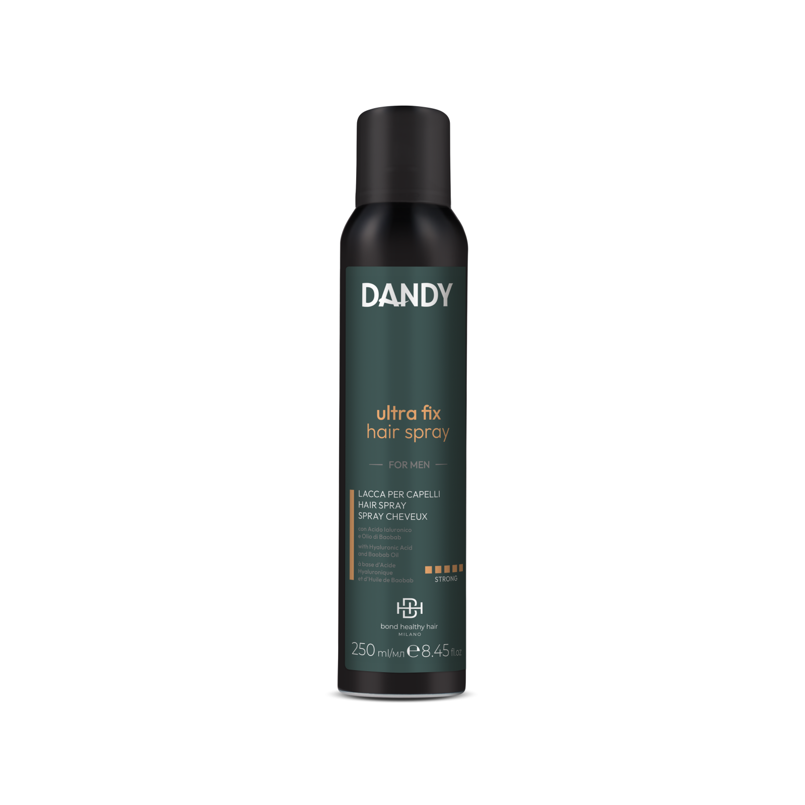 DANDY Ultra Fix Hair spray - jedinečný lak pro muže s kyselinou hyaluronovou a minimální obsahem vody Lisap