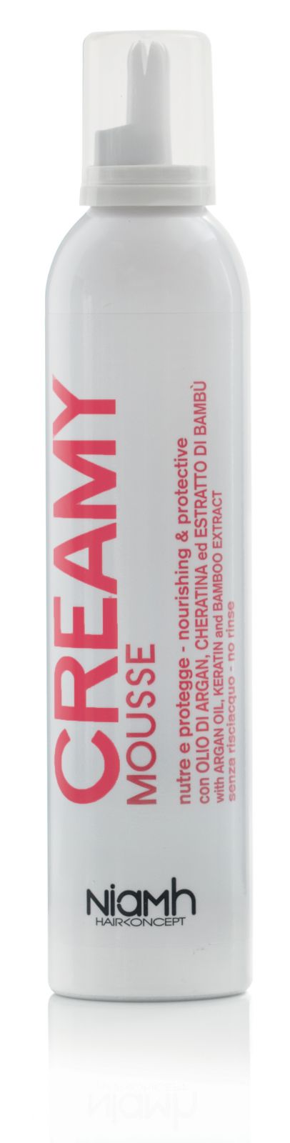 Niamh Hairkoncept Creamy Mousse With Argan Oil, Keratin And Bamboo Extract 300 ml - Šlehačka pro Vaše vlasy, regenerační pěna pro restrukturalizaci a posílení vlasů.